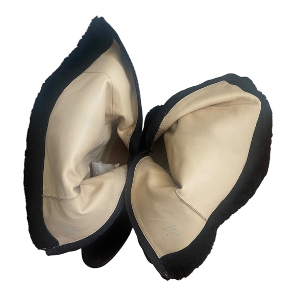 Coach Jordana Boots Women 6 M Black Suede Wedge Signature Logo Fur Trim Size 36M - Picture 10 of 14